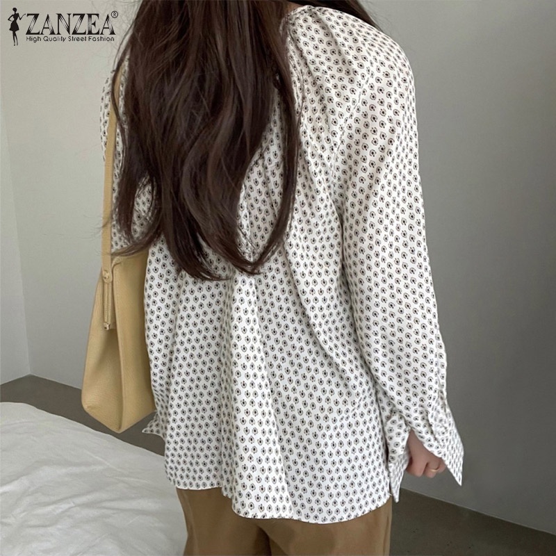Áo Zanzea dài tay cài nút in họa tiết dành cho nữ