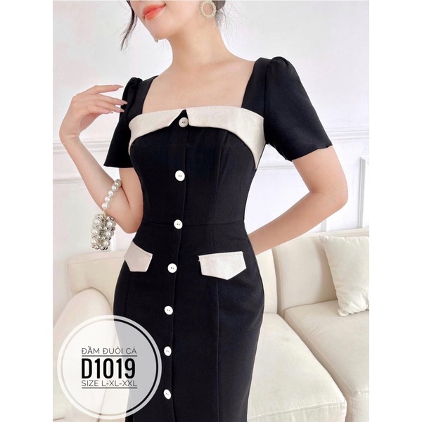 Bigsize Đầm đuôi cá túi viền D1019