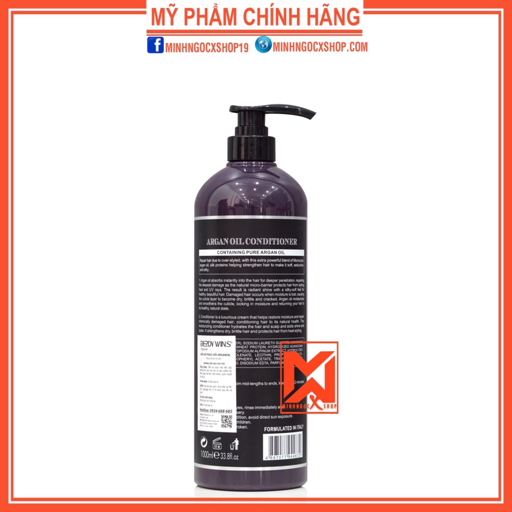 Dầu xả phục hồi hư tổn BERDYWINS ARGANOIL 1000ml chính hãng