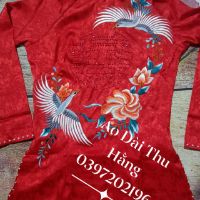 Áo dài gấm tơ đỏ 2tà