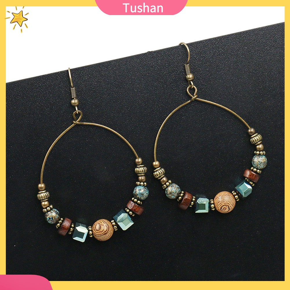 Hoa tai dáng tròn phong cách Bohemian thời trang cho nữ