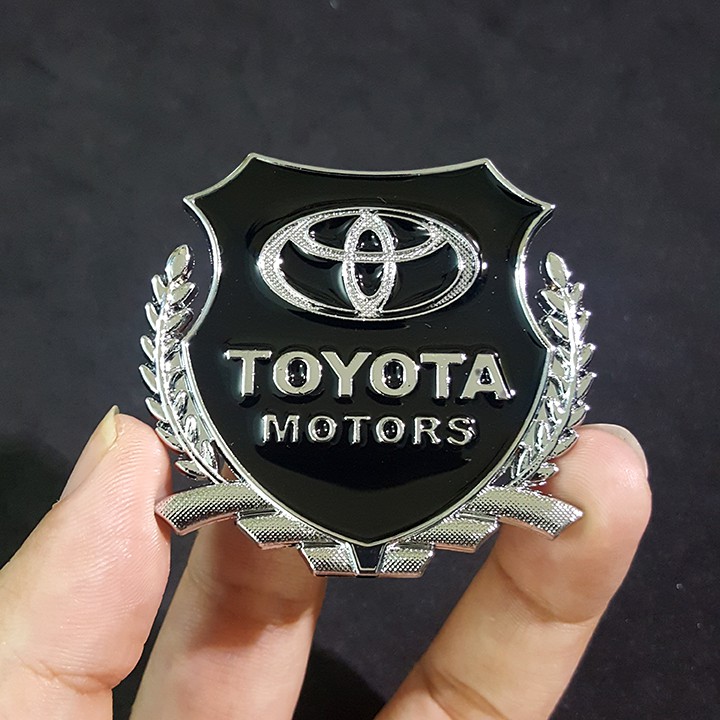 Bộ 2 miếng dán logo kim loại chữ TOYOTA bông lúa