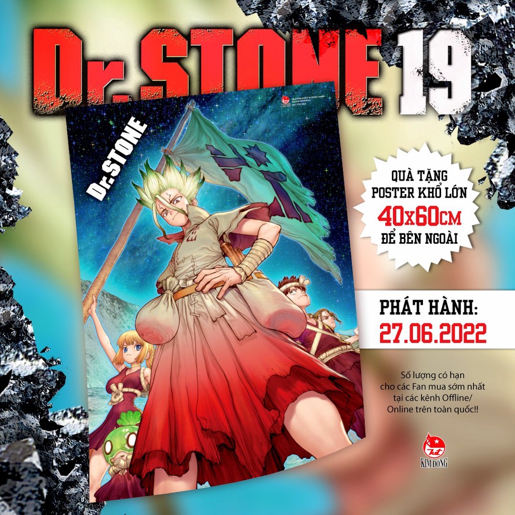 Poster dr stone vol 19 kèm ống nước