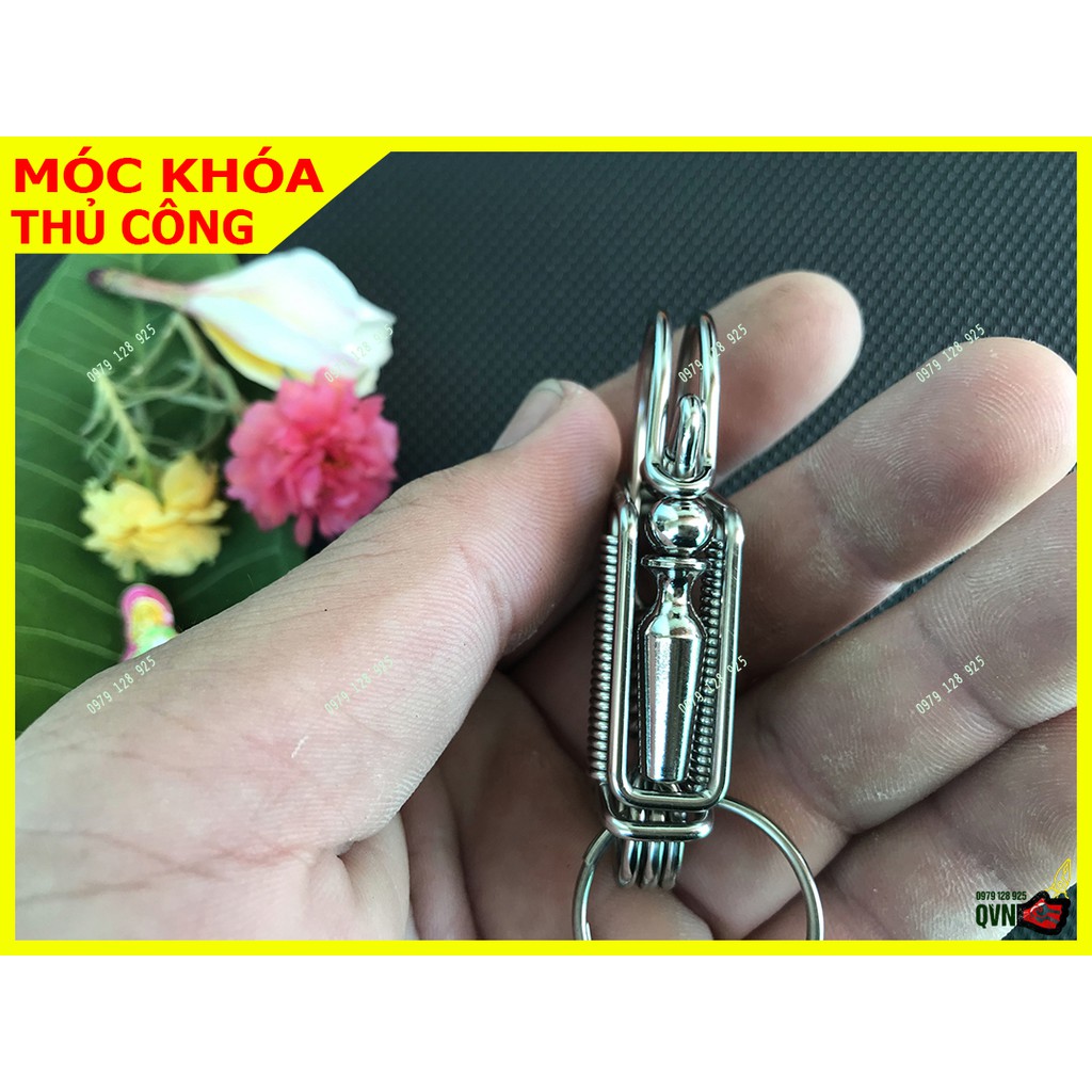 Móc Khóa Inox 304 gắn LỘC BÌNH phong thủy | Móc khóa xe máy ô tô đẹp chất liệu inox được uốn thủ công