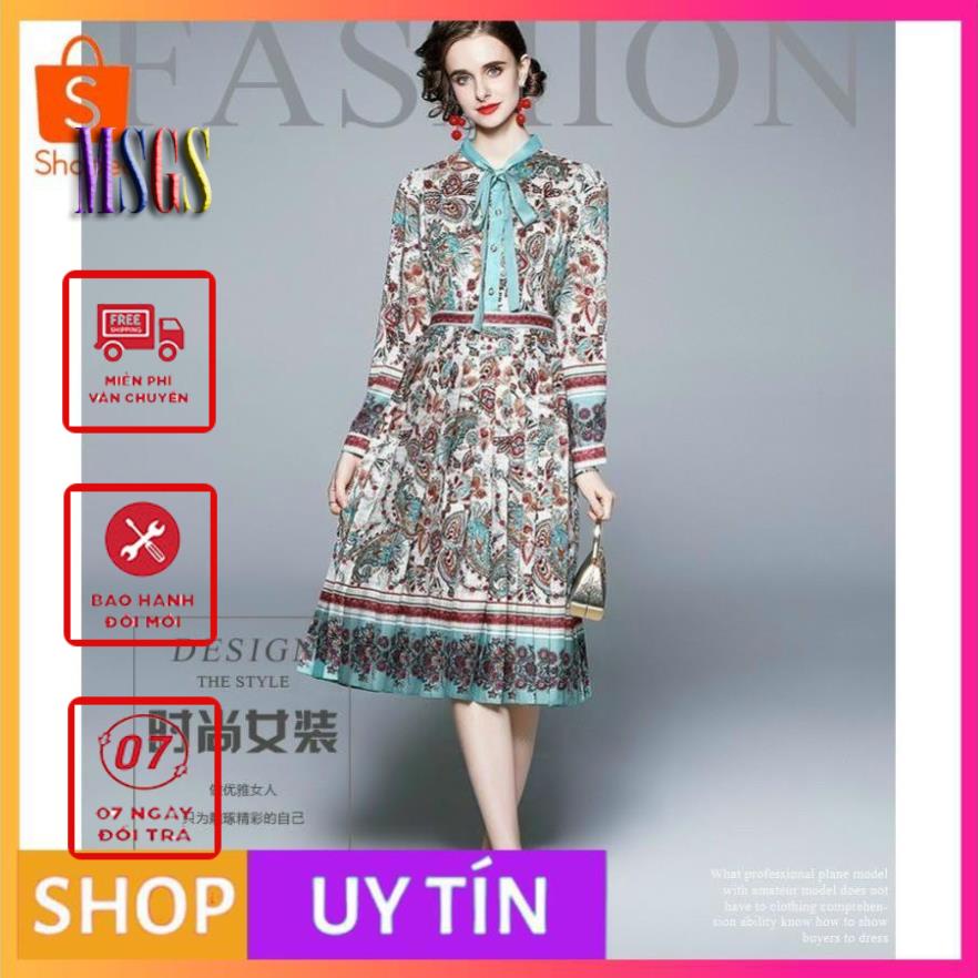 -ĐẦM XÒE LỤA HOA DẬP LY CỔ NƠ VINTAGE - [CHẤT LƯỢNG CAO CẤP]