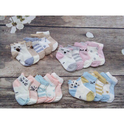 Set 5 Đôi Tất Vớ Sơ Sinh cotton cho bé