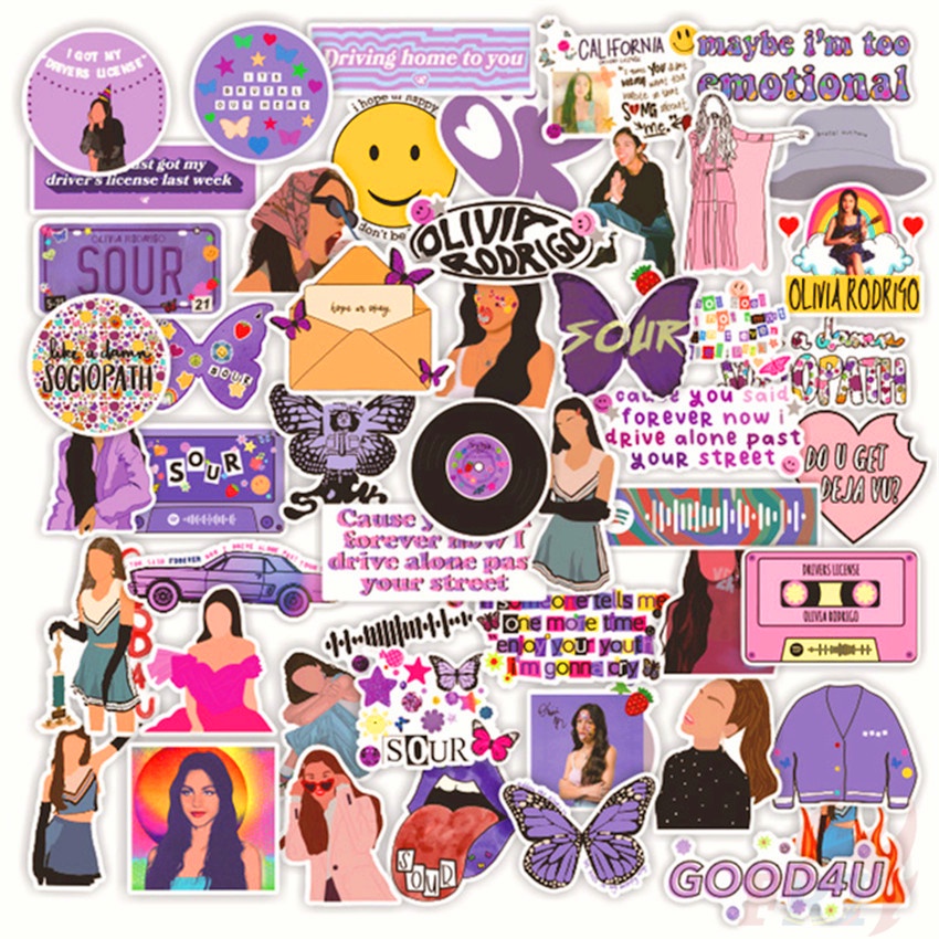 Set 100 nhãn dán hành lý ván trượt laptop album nhạc hot ca sĩ POP Taylor Swift Folklore &amp; Olivia Rodrigo Sour diy