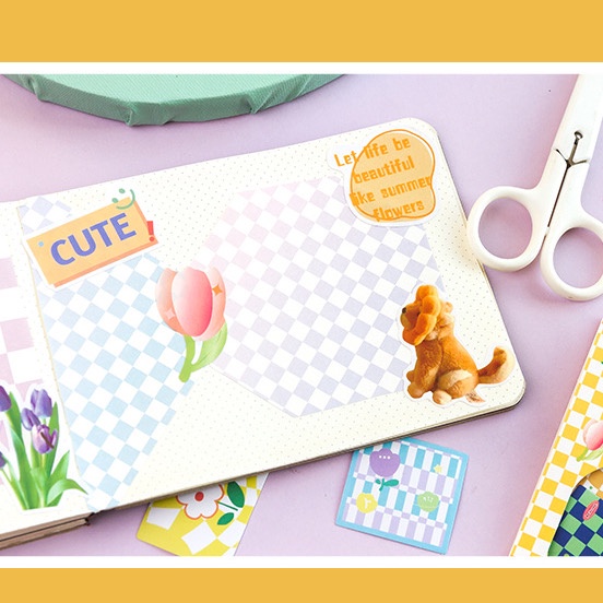 Sticker hình dán trang trí sổ tay, điện thoại, mũ bảo hiểm.. style retro, hoạ tiết caro lạ mắt