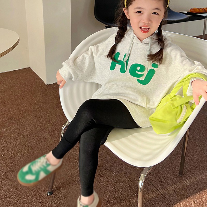 Quần Legging Thể Thao Màu Trơn Lưng Thun Co Giãn Thời Trang Xuân Thu Phong Cách Hàn Quốc Cho Bé Gái
