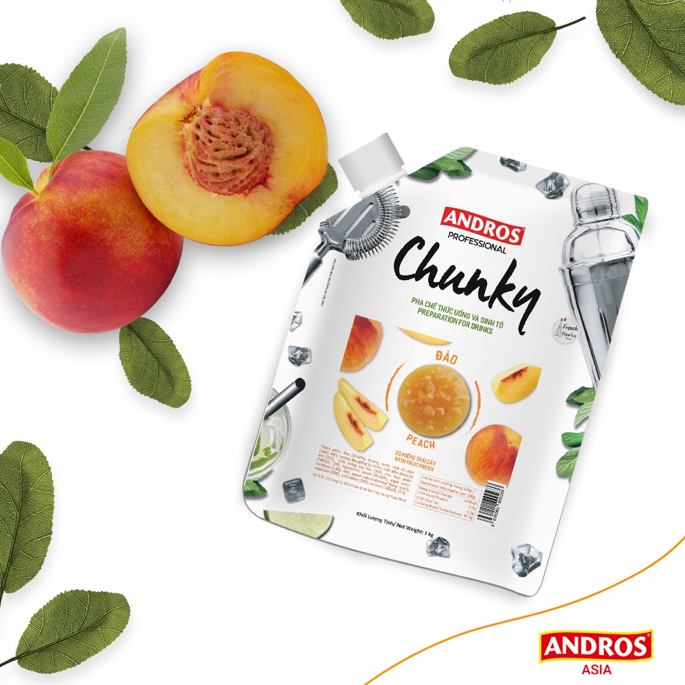Mứt Trái Cây Chunky Đào Bịch 1Kg [TẶNG NGAY] Bộ Công Thức Pha Chế Độc Quyền