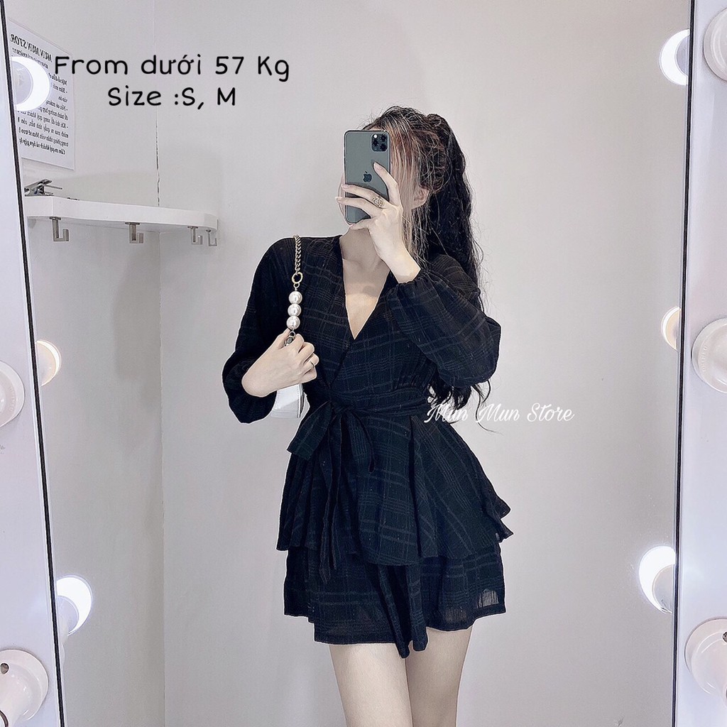 [𝐅𝐫𝐞𝐞 𝐒𝐡𝐢𝐩]JUMPSUIT Nữ MunMunStore Xòe 2 Tầng Tay Dài Có Quần Trong Sang Trọng Đi Chơi  - Đi Tiệc Đẹp(Hình Thật)