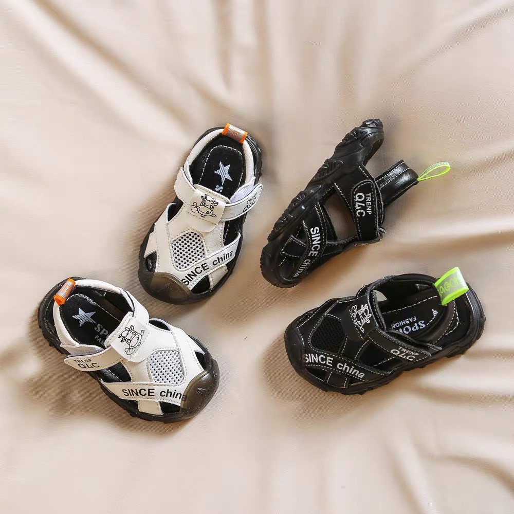 Sandal bé trai - dép rọ tập đi chống vấp cho bé 6m đến 5 tuổi da mềm có quai dán tùy chỉnh Babybees 303 ( ảnh thật )
