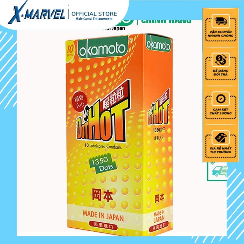 Bao Cao Su Okamoto Dot de Hot, Gai Nóng Truyền Nhiệt Nhanh (Hộp 3C, 10C)  XMARVEL