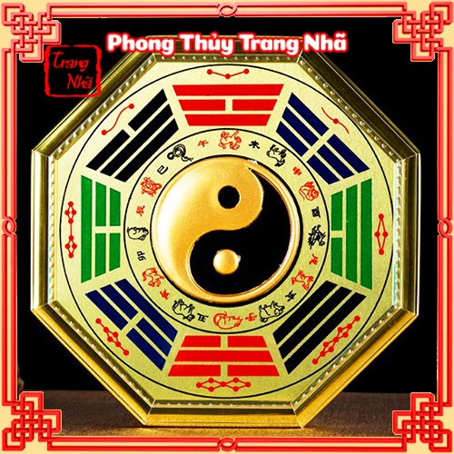 Gương Bát Quái La Kinh hình thái cực âm dương treo cửa trấn trạch - Nhiều cỡ