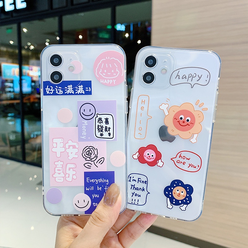 Ốp iphone silicon bông hoa và mặt cười cho 11/11pro/11promax/6/7/8/plus/splus/x/xs/xr/xsmax/12 pro max/13 pro max-t119