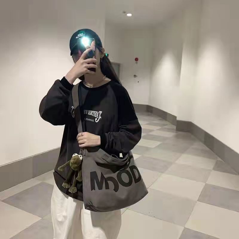 Túi Xách Canvas Cỡ Lớn Thiết Kế Đơn Giản Thời Trang Cho Học Sinh