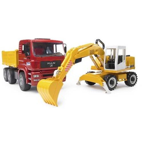 Xe đồ chơi Bruder cho trẻ mô hình Xe ben MAN TGA và xe xúc Liebherr - Mã SP BRU02751