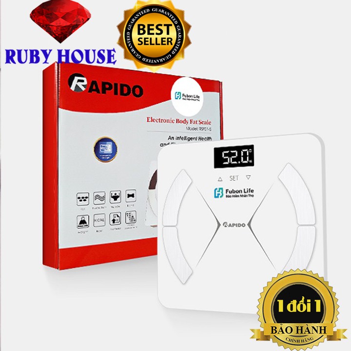 Cân sức khỏe RAPIDO,cân phân tích chỉ số cơ thể RSF01-S-Ruby House