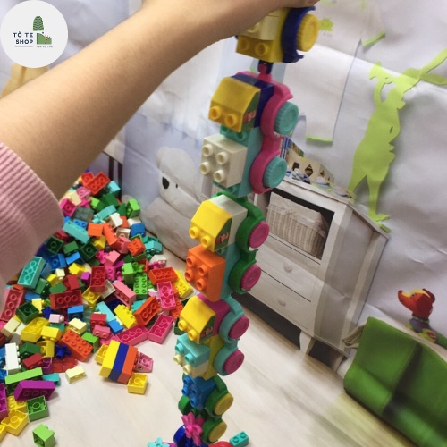 1kg Đồ Chơi Xếp Hình Lắp Ráp Cho Bé, gạch xếp hình theo cân, đồ chơi xếp hình bán cân gạch tương thích Size Duplo