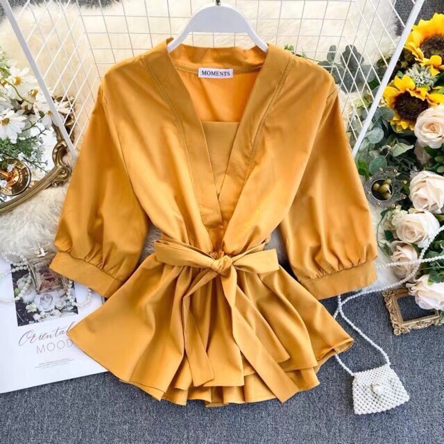 [CÓ SẴN] ÁO PEPLUM NƠ EO 55-85kg L/XL/XXL bigsize đẹp xinh dự tiệc đầm trắng giá rẻ size lớn