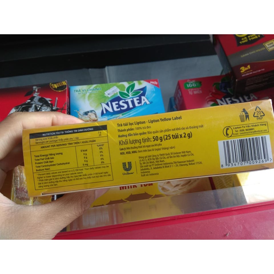 Trà Lipton túi lọc nhãn vàng hộp 50g( 2g x 25 gói)