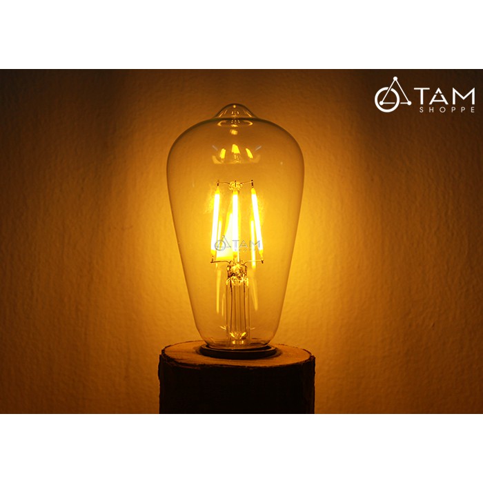 Bóng đèn LED Edison T64 E27 3000K Vàng, Kích thước 14x6.4cm, Tuổi thọ 20000 giờ