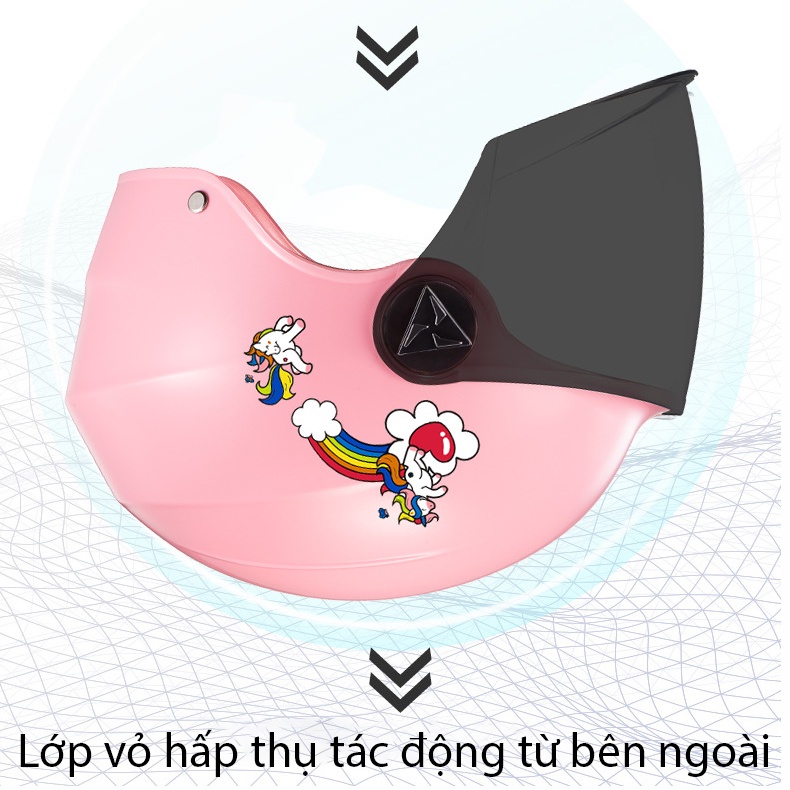MŨ BẢO HIỂM TRẺ EM,CHO BÉ 4 ĐẾN 10 TUỔI,4 MÀU SẮC CÓ KÍNH-ĐẠT CHUẨN