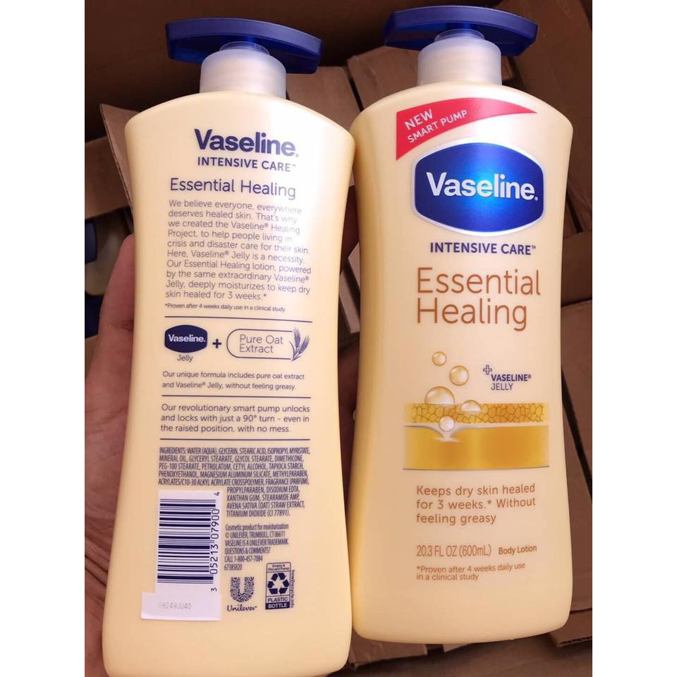 LOTION DƯỠNG THỂ VASELINE INTENSIVE CARE ESSENTIAL HEALING BODY LOTION 600ML CHÍNH HÃNG - 6273