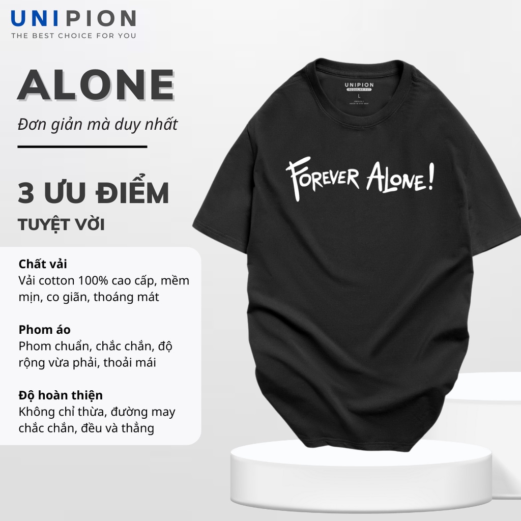 Áo thun nam cổ tròn ALONE vải Cotton co giãn, dày dặn, form regular fit