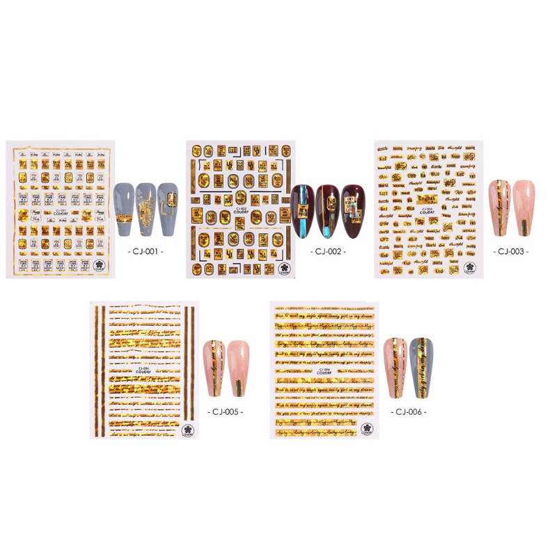Miếng Dán Trang Trí Móng Tay In Chữ Cái 3D DIY Dành Cho Nữ