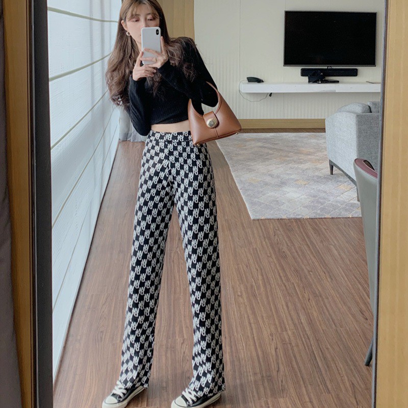 Quần Dài Nữ Lưng Cao Ống Rộng Thời Trang Hàn