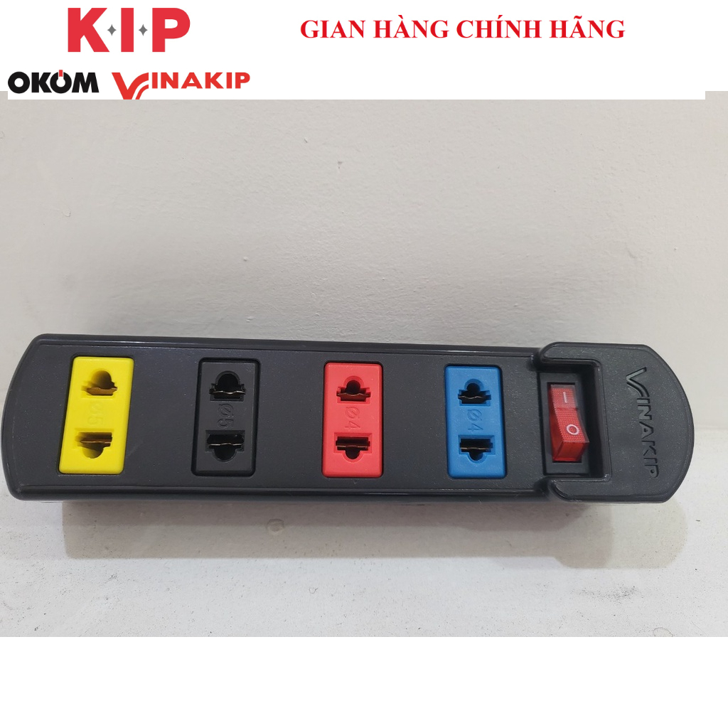 Ổ cắm VINAKIP 3 ngả / 4 ngả đa năng tích hợp công tắc bảo vệ S03/S04 10A 250V