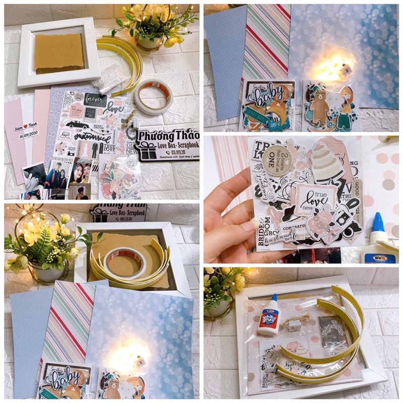 Combo nguyên liệu làm khung ảnh 3D handmade dáng vát sâu 2,5cm -Tặng kèm ảnh,chữ theo dịp thiết kế theo yêu cầu