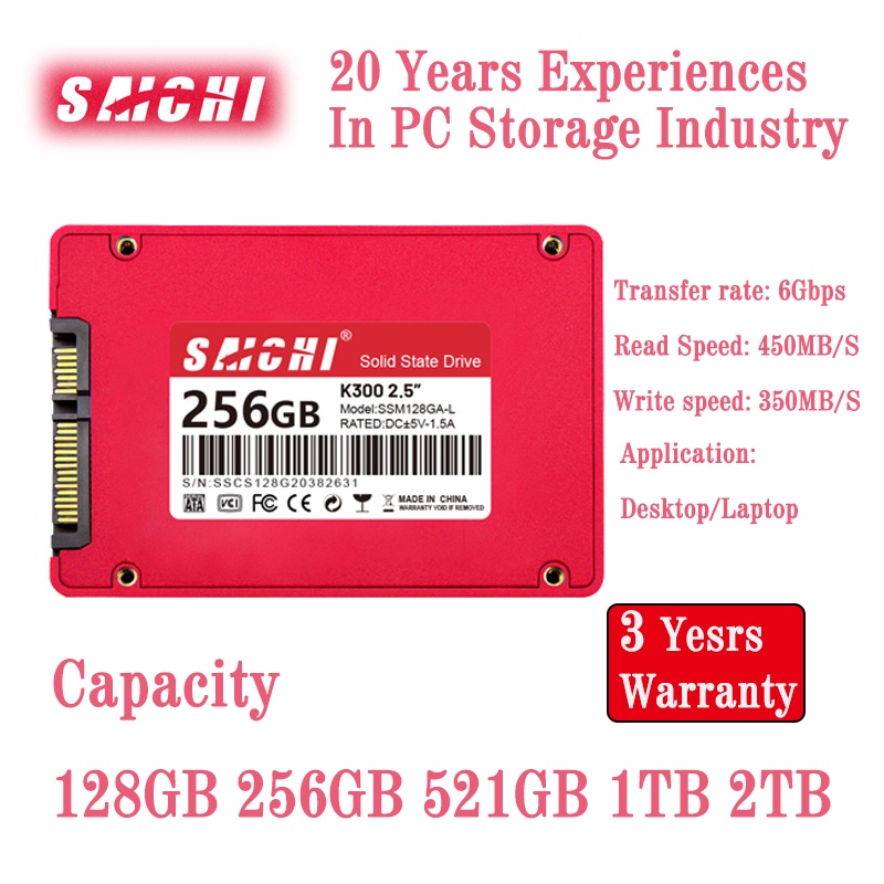 Ổ Đĩa Cứng Saichi Ssd K300 2.5 Inch 128gb 256gb 2.5 Inch Red Sata 3.0 3d Tlc / Qlc