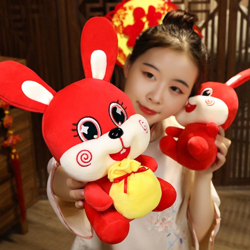 Đồ chơi nhồi bông Hình Thỏ Đỏ Đang Ngủ 28cm 11Cm Cho Bé