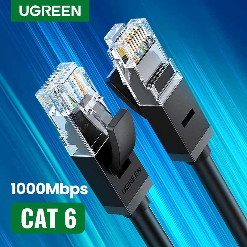 Cáp mạng Cat6 RJ45 UGREEN 20168 20169 20170 NW102 (màu đen,Lan 1000Mbps 2 đầu đúc) CHính Hãng