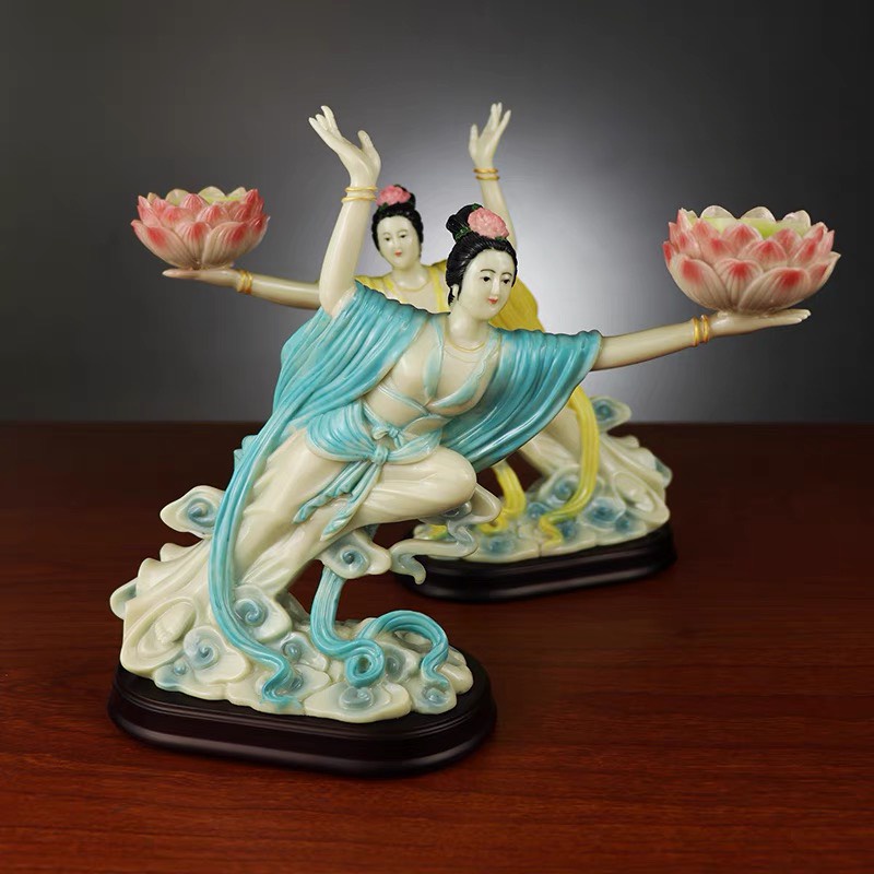 Đồ thờ cúng tiên nữ bay 20cm đế gỗ dâng nến - Văn phòng phẩm Nhơn Phát