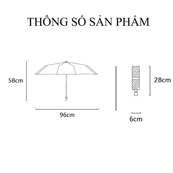 Ô dù Gấp Gọn Phủ lớp Chống Tia UV,Dù Che mưa Che Nắng Ngoài Trời Cầm Tay Nút Bấm Tiện Lợi - OCM01