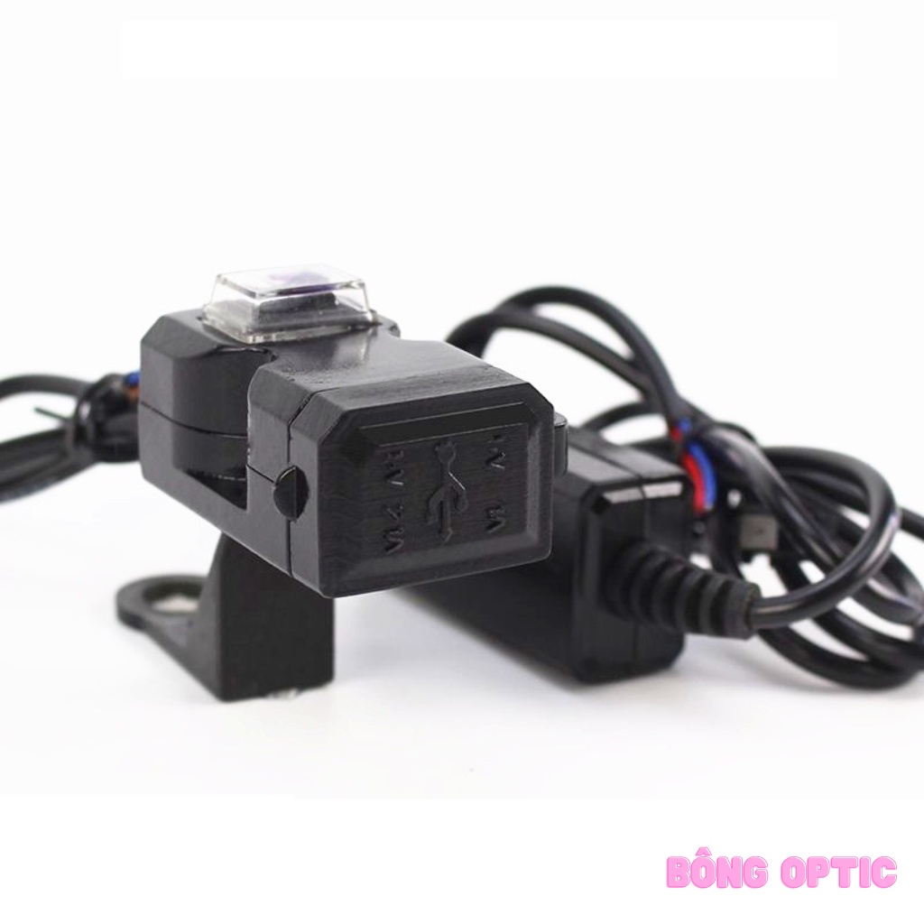 [HCM] Sac dien thoai xe may Sạc Điện Thoại Trên moto Xe Máy 2 cổng nhỏ gọn (Đen)