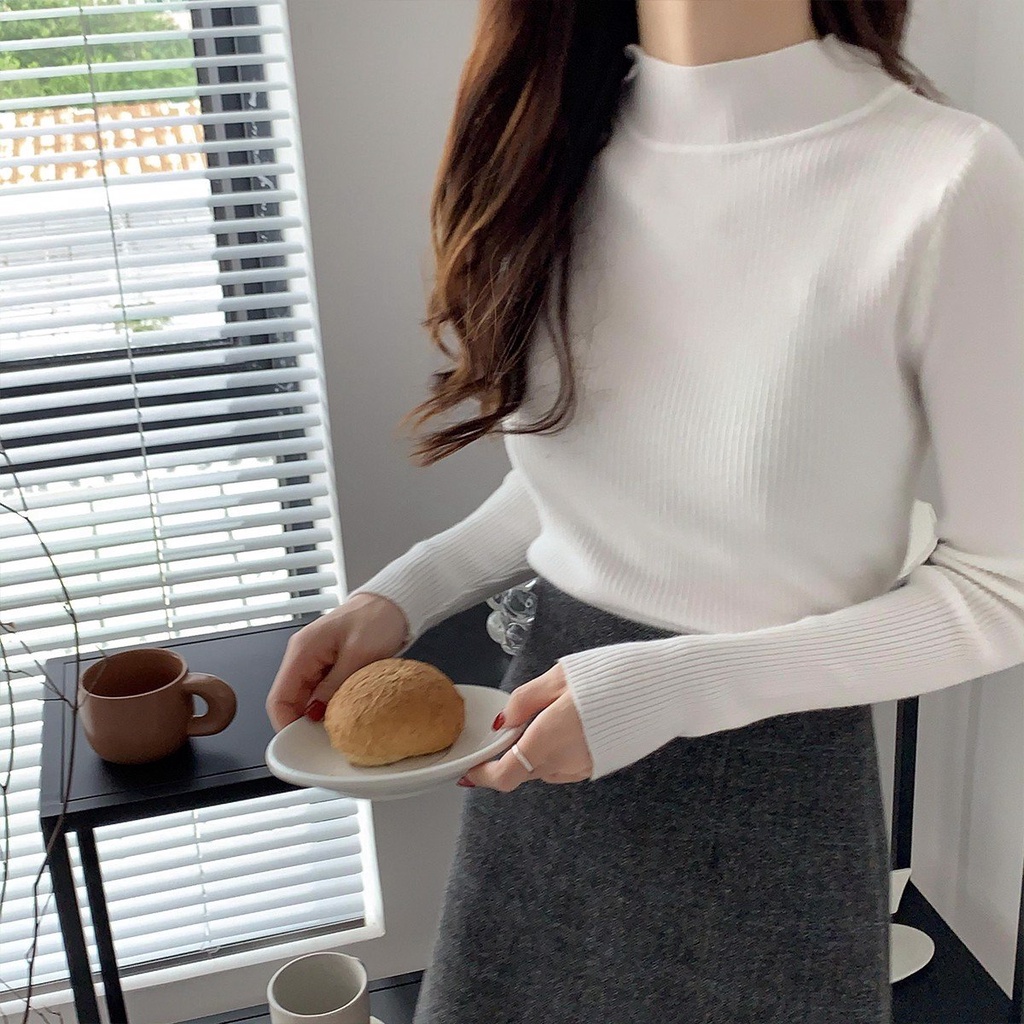 (Vải mềm mịn+Ảnh thực tế ĐT) - ÁO THUN LEN CỔ CAO DORYPONY TÔN DÁNG TAY DÀI SLIM GIRLS – A175 (7 MÀU)