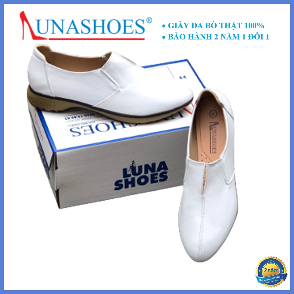 Giày Slip on nữ da bò 100% Lunashoe (705) - Giày lười da nữ tăng chiều cao - Chất liệu da bò sẵn hàng