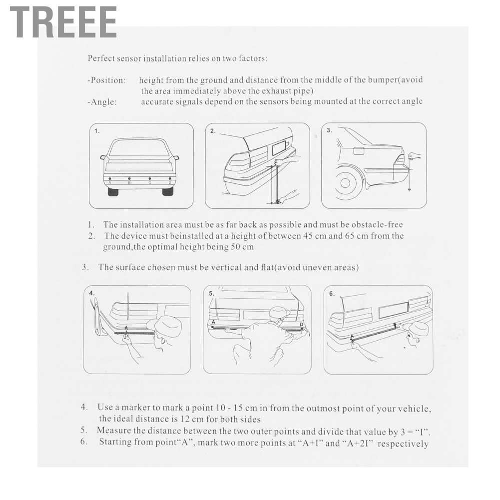 Bộ Radar Cảm Biến Đỗ Xe Treee 12v Dc + 4 Cảm Biến Led