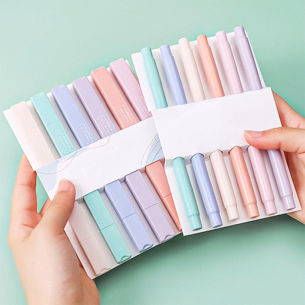 Bộ Bút Đánh Dấu Màu Phấn Mềm Mại Hai Đầu Nhanh Khô Tiện Dụng Cho Học Sinh DIY