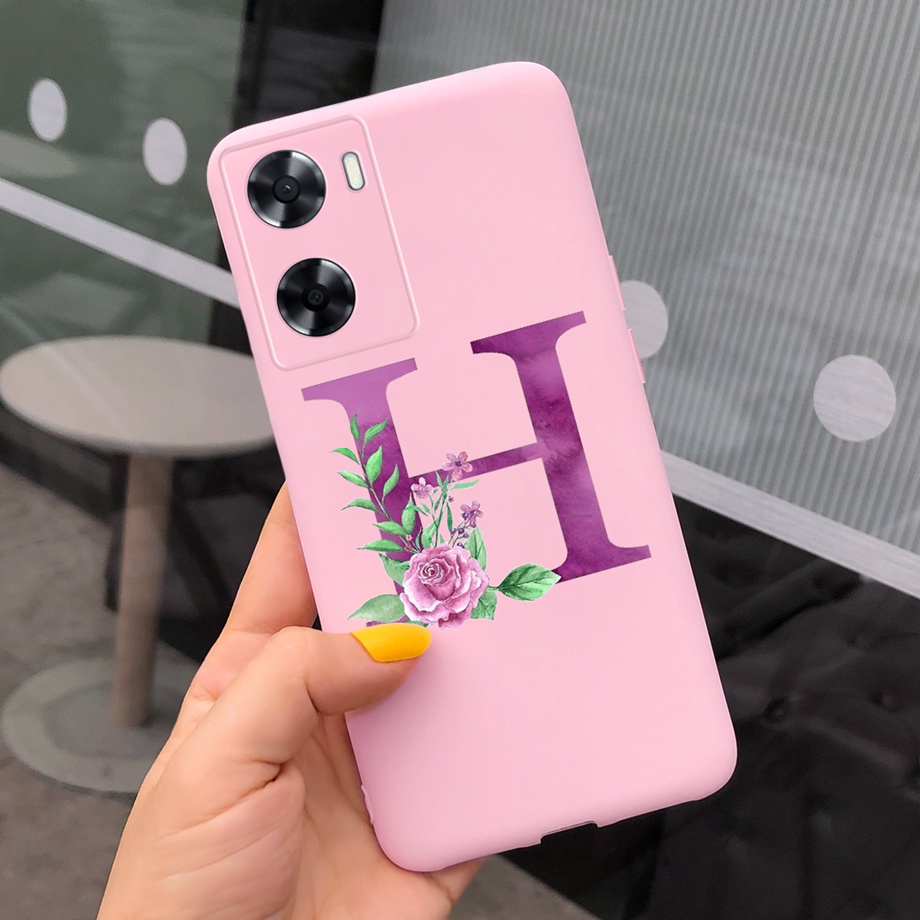 Ốp Điện Thoại Silicon Mềm Mặt Nhám Màu Kẹo In Họa Tiết Hoa Và Chữ Cho OPPO A57 4G OPPOA57 A 57 2022