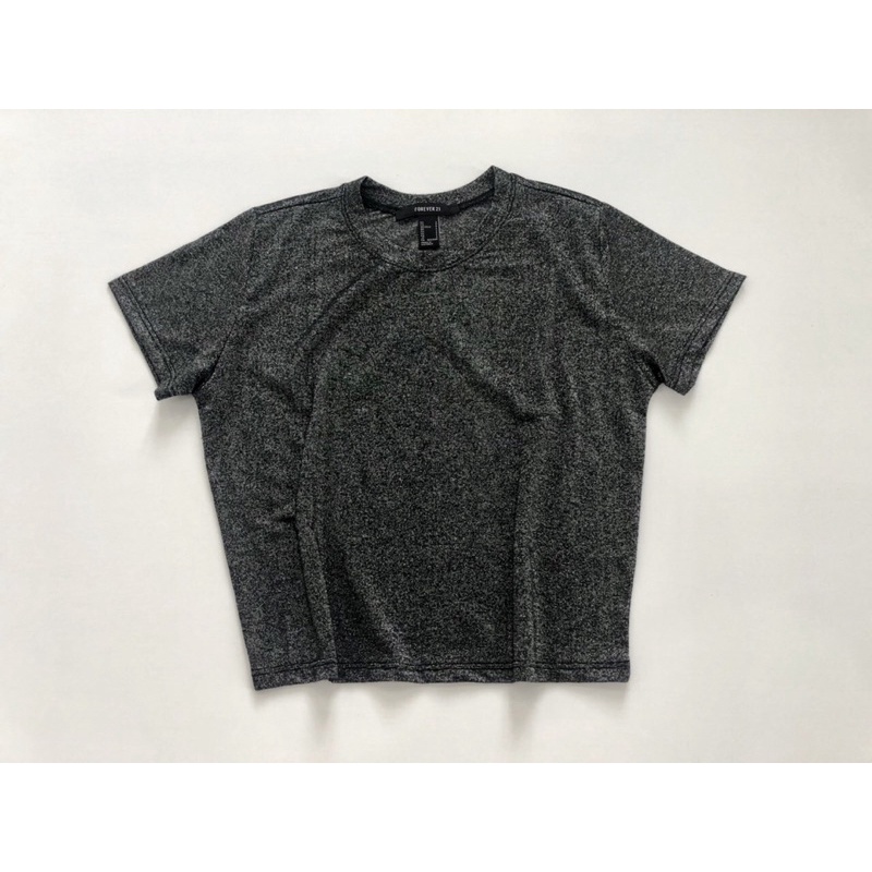 Áo croptop ôm thun kim tuyến ánh nhũ trơn màu