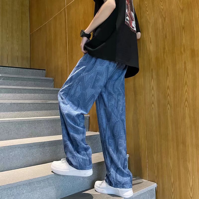 Quần Baggy Dây Rút Ống Thẳng In Chữ Che Phủ Toàn Diện Phong Cách Hip Hop Hàn Quốc Thời Trang Xuân Hè Cho Nam