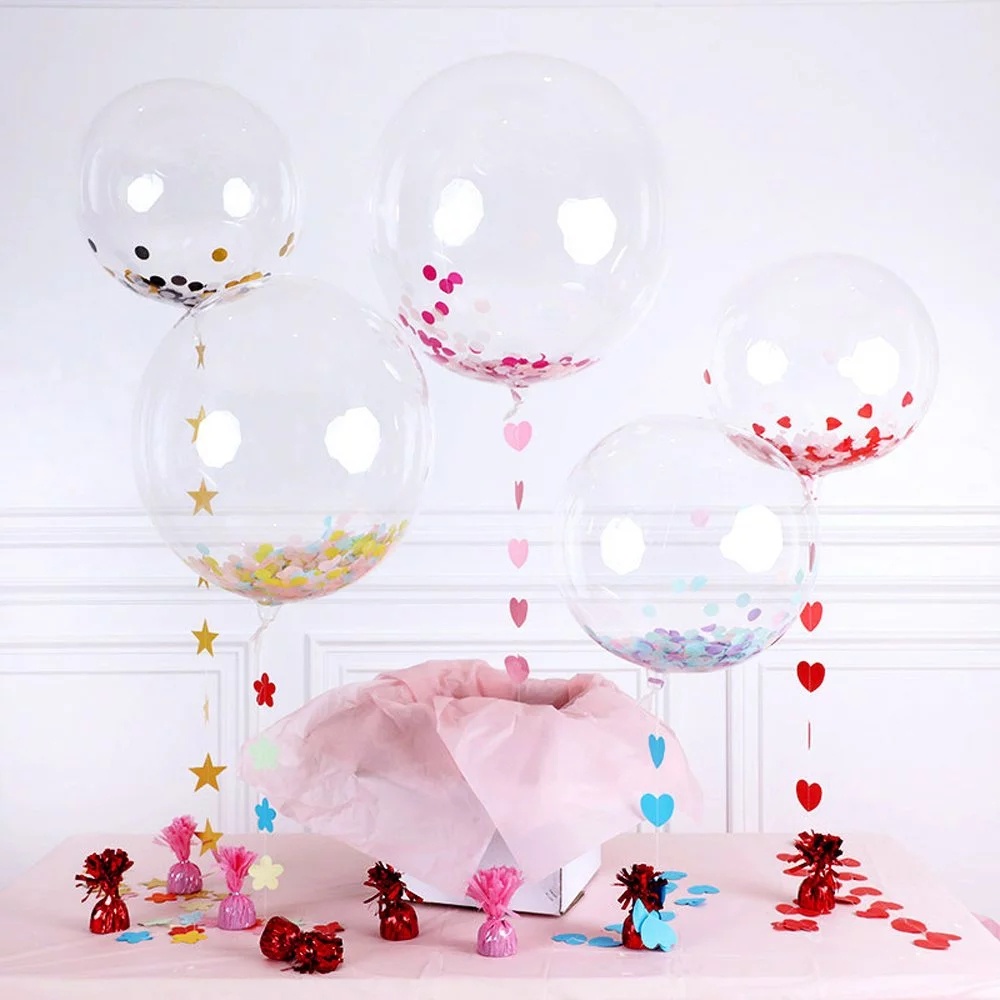 Bong bóng bơm hơi trong suốt cỡ 18/24/36inch trang trí tiệc sinh nhật/đám cưới diy