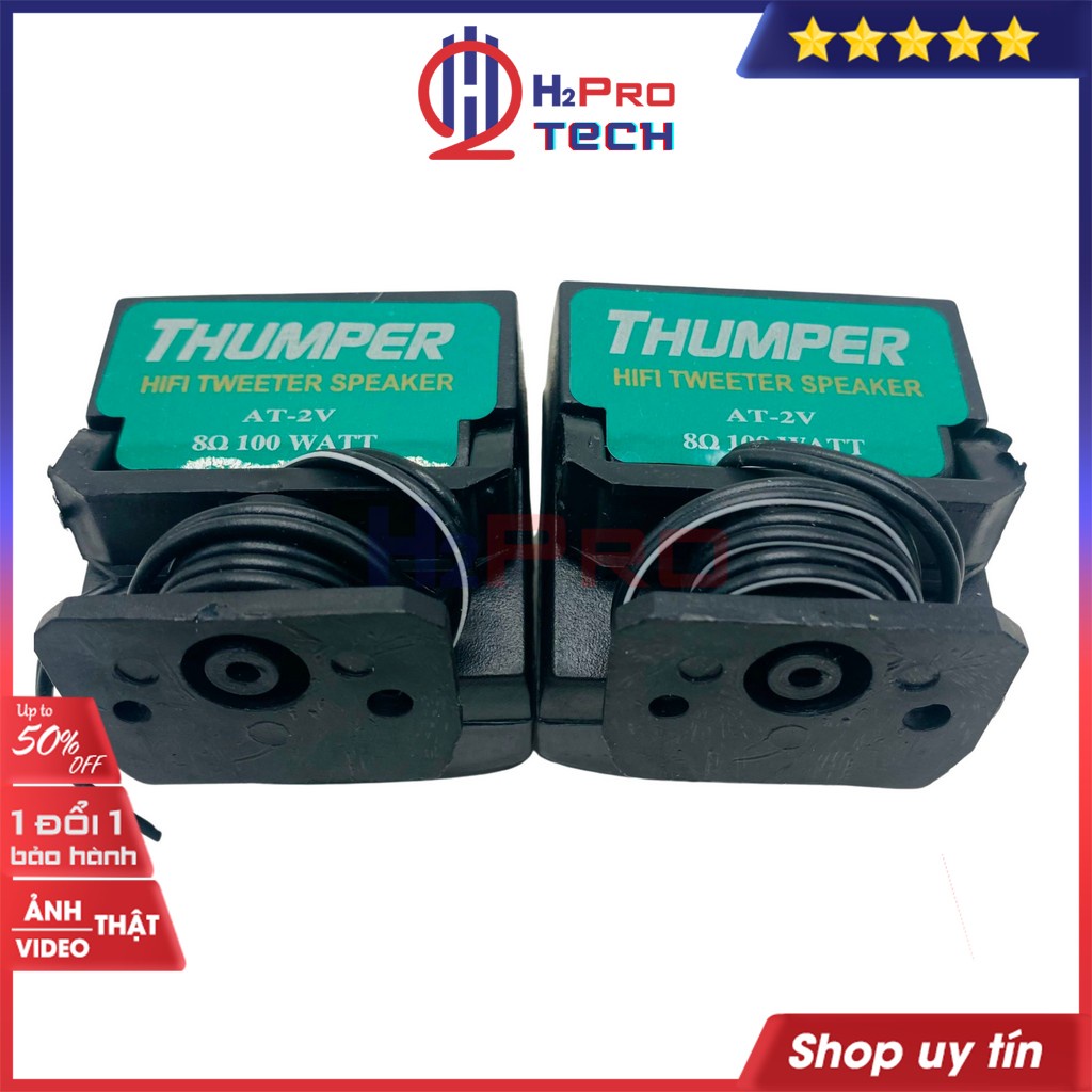 Đôi Loa Treble Thạch Anh Thumper Vuông 5x5cm, 2 Loa Tép Rời Thạch Anh Cao Cấp 40W-8 Ôm (Tặng Tụ 20K Hàn Sẵn)-H2Pro Tech