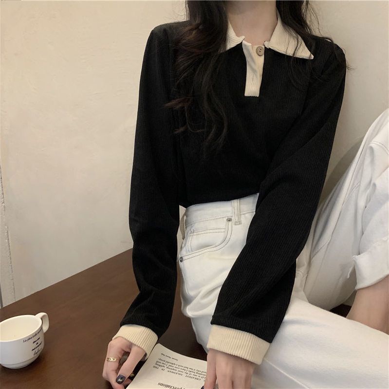 Áo Thun Polo Dài Tay Dáng Rộng Phong Cách Mới Mùa Thu Cho Nữ