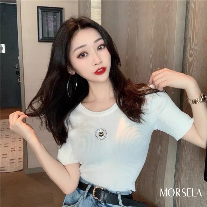 Áo croptop nữ thêu HOA CÚC trước ngực - Áo croptop siêu xinh (ẢNH THẬT)